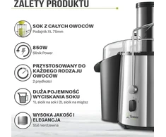 Twinzee sulčiaspaudė 850 W, 2 greičių, 1 l talpa, nerūdijančio plieno korpusas