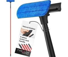 Tyroler Bright Tools Tyroler langų valymo įrankis 2 viename su mikropluošto šluoste ir nerūdijančio plieno rankena 203 cm