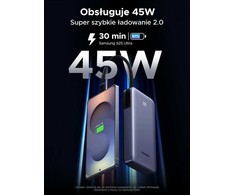 UGREEN 20000 mAh 45W USB-C powerbankas su integruotu kabeliu, 3 prievadai