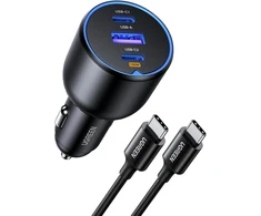 UGREEN automobilinis įkroviklis 130 W su 2 USB-C ir USB-A jungtimis, CD293