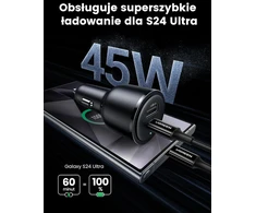 Automobilinis įkroviklis Ugreen CD239 USB-C/USB-A, 63W, juodos spalvos