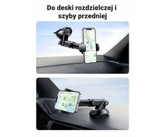 UGREEN automobilinis telefono laikiklis su siurbtuku, teleskopine 19 cm rankena, juodas