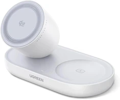 UGREEN belaidis magnetinis įkroviklis-stovas Qi2 25 W dviem įrenginiams W751