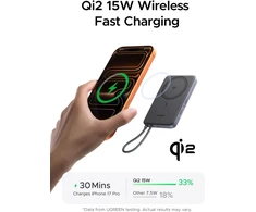 UGREEN MagFlow Air magnetinis belaidis powerbankas 10000 mAh Qi2 15 W su USB-C laidu PB570