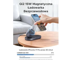 UGREEN magnetinė belaidė įkrovimo stotelė Qi2 15 W, 2 įrenginiams, W701