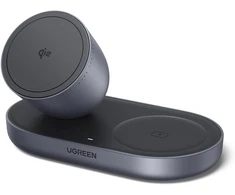 UGREEN magnetinė belaidė įkrovimo stotelė Qi2 15 W, 2 įrenginiams, W701
