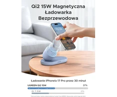 UGREEN magnetinis belaidis įkroviklis Qi2 15 W dviem įrenginiams W701