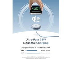 UGREEN magnetinis belaidis įkroviklis Qi2 25 W su USB-C 1.5 m laidu W753
