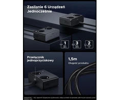UGREEN maitinimo juosta 6 viename su 2 Schuko lizdais ir USB-C 20 W 45035
