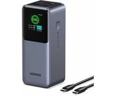 UGREEN Nexode PB721 130W 20000 mAh išorinis USB-C/USB-A power bank su TFT ekranu, pilkas