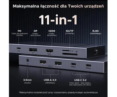 UGREEN Revodok Pro USB-C dokavimo stotelė 11 prievadų, 10 Gb/s, dviem 4K monitoriams, 55766