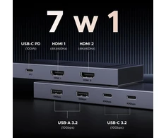 UGREEN USB-C prijungimo stotelė su 2 HDMI 4K 60 Hz, 4 USB 3.2 ir PD 100 W, 45365