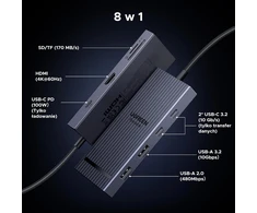 UGREEN USB-C šakotuvas 8 jungčių su HDMI 4K 60 Hz ir PD 100 W, 75027