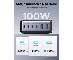 UGREEN USB-C stalinė įkrovimo stotelė 100 W, 6 prievadų, modelis 65190