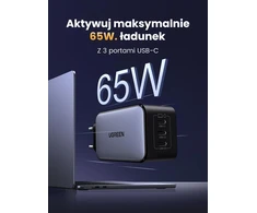 UGREEN USB-C tinklo įkroviklis 65 W su 3 USB-C prievadais, modelis 35529