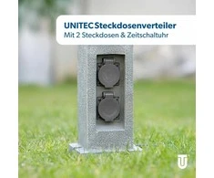 Unitec lauko elektros lizdų skirstytuvas su laikmačiu, 2 lizdai, IP44, granitinis dizainas, 3680 W, 42443