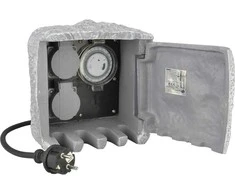 Unitec lauko elektros lizdų skirstytuvas, 2 lizdai, IP44, 1,5 m, akmens imitacija, 44244