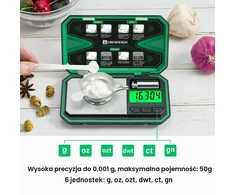 UNIWEIGH miligraminės svarstyklės 50 g, 0,001 g tikslumo su LCD ekranu UNI-P-50