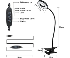URAQT LED stalinė lempa su spaustuku, 48 LED, USB, 7 W, U4-TLH210325-FBA