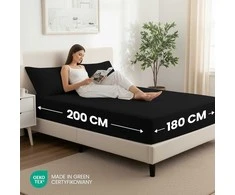 Utopia Bedding paklodžių su guma rinkinys 180 x 200 cm, juodas, mikrofibra, 35 cm kraštų aukštis, 2 vnt.
