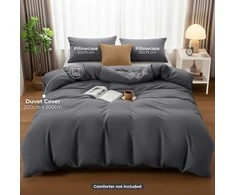 Utopia Bedding patalynės komplektas iš mikropluošto, 200 x 200 cm, 2 pagalvių užvalkalai, pilkas, EU0060