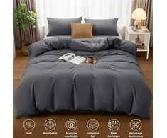 Utopia Bedding patalynės komplektas iš mikropluošto, 200 x 200 cm, 2 pagalvių užvalkalai, pilkas, EU0060