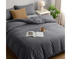 Utopia Bedding patalynės komplektas iš mikropluošto, 200 x 200 cm, 2 pagalvių užvalkalai, pilkas, EU0060