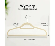 Utopia Home aksominės neslystančios drabužių pakabos 42 cm, 20 vnt., dramblio kaulo