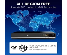 Vaizdo grotuvas OKYUK DVD grotuvas be regioninių apribojimų su HDMI, RCA ir 1080p raiška