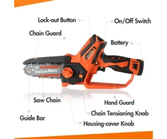 ValueMax akumuliatorinis mini grandininis pjūklas 12 V su 10 cm pjovimo juosta V126026AU