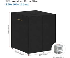 VANSHEIM IBC talpos uždangalas 1000 l, vandeniui atsparus, 120 x 100 x 116 cm, juodas