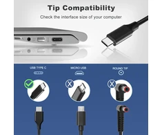 Vanzflow nešiojamojo kompiuterio USB-C įkroviklis 130 W, 20 V 6,5 A, suderinamas su Dell, USB-C jungtis