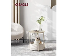 VASAGLE apvalus šoninis staliukas su įkrovimo stotele, 45 × 50 cm, LET228LL01