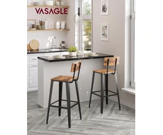 VASAGLE baro kėdės su atlošu, 4 vnt., 74 cm sėdynės aukštis, LBC278B01