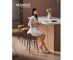 VASAGLE baro kėdžių rinkinys, 2 vnt., PU sėdynės, 76,2 cm, LBC090K01V1