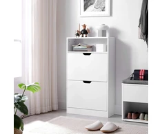 VASAGLE batų spintelė su 2 atverčiamomis durelėmis ir atvira lentyna 60 × 24 × 102 cm LBC040W01