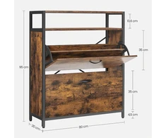 VASAGLE batų spintelė su 2 atverčiamomis durelėmis 10–16 porų, 80 × 30 × 95 cm, LBS801B01