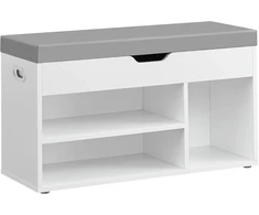 VASAGLE batų suoliukas 80 cm su paminkštinta sėdyne ir 3 skyriais LHS030W01