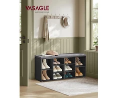 VASAGLE batų suoliukas su sėdyne, 10 skyrių, 104 × 48 × 48 cm, LHS010B07