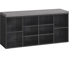 VASAGLE batų suoliukas su sėdyne, 10 skyrių, 104 × 48 × 48 cm, LHS010B07