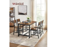VASAGLE industrinio stiliaus valgomojo kėdės, 4 vnt., plieno rėmas LDC093K02