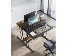 VASAGLE kompiuterinis stalas su LED apšvietimu, maitinimo lizdais ir monitoriaus stovu B3LWHD1299B565