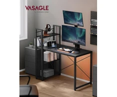 VASAGLE kompiuterinis stalas su perstatoma lentyna, 120 x 56 cm, juodas LWD048B56