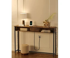 VASAGLE konsolinis staliukas su lizdais ir USB jungtimis, 120 × 25 × 81 cm, LNT111K01