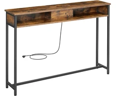 VASAGLE konsolinis staliukas su lizdais ir USB jungtimis, 120 × 25 × 81 cm, LNT111K01
