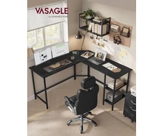 VASAGLE L formos kompiuterinis stalas 138 x 138 cm su 2 lentynomis LWD072B56