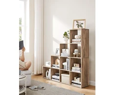 VASAGLE L formos laisvai pastatoma knygų lentyna su 10 skyrių, 129,5 x 129,5 cm, LBC010D