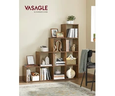VASAGLE laisvai pastatoma laiptinė knygų lentyna su 10 skyrių, 129,5 cm, LBC10BX