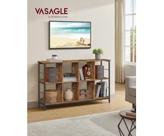 VASAGLE pastatoma 2 lygių knygų lentyna su 8 skyriais, 132,6 × 80 cm, LLS128K01