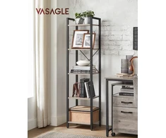 VASAGLE penkių lentynų laisvai pastatoma knygų lentyna 39,6 x 30 x 154 cm LLS100B02